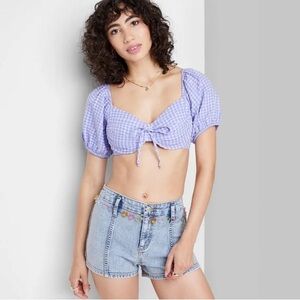 NWT LAVENDER GINGHAM CROP TOP SMALL